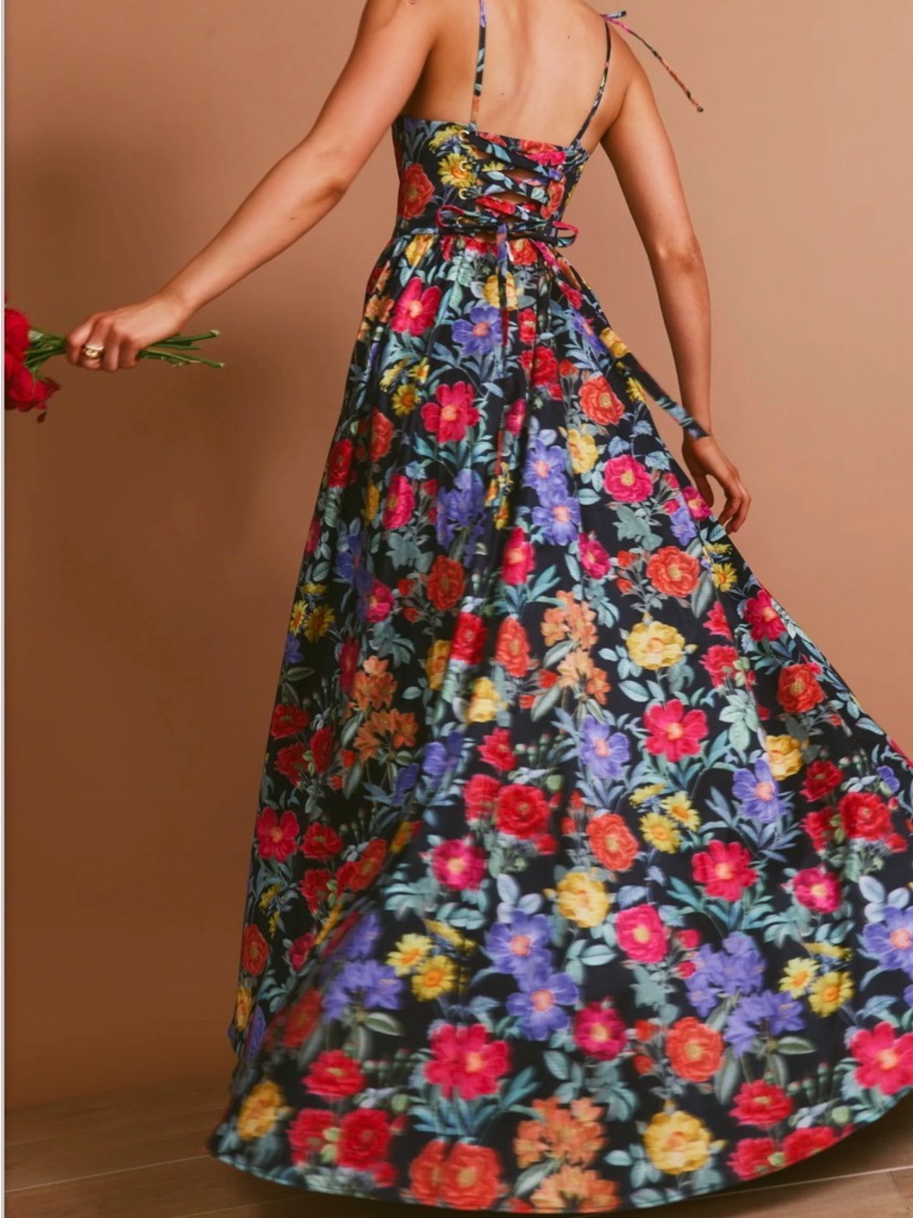 Show Me Your MuMu Juliet Maxi Dress, Charm Peony Black Taffeta
